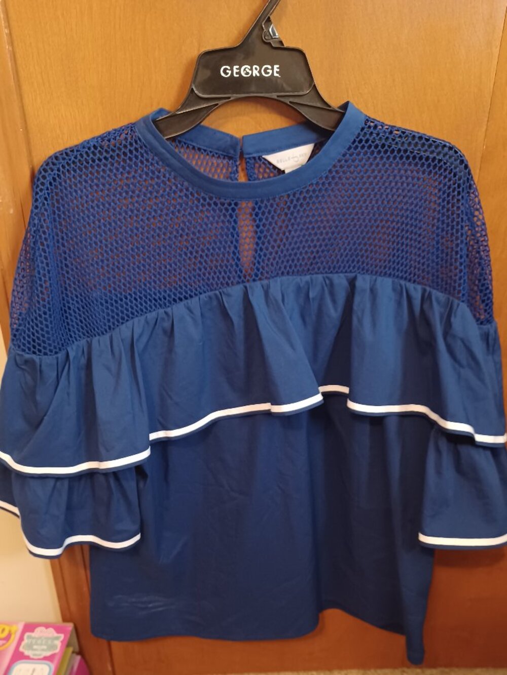 Womens Blue fishnet top